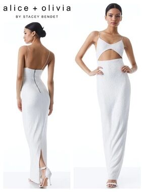 Alice + Olivia Valli Cut Out Sequin Cami Dress